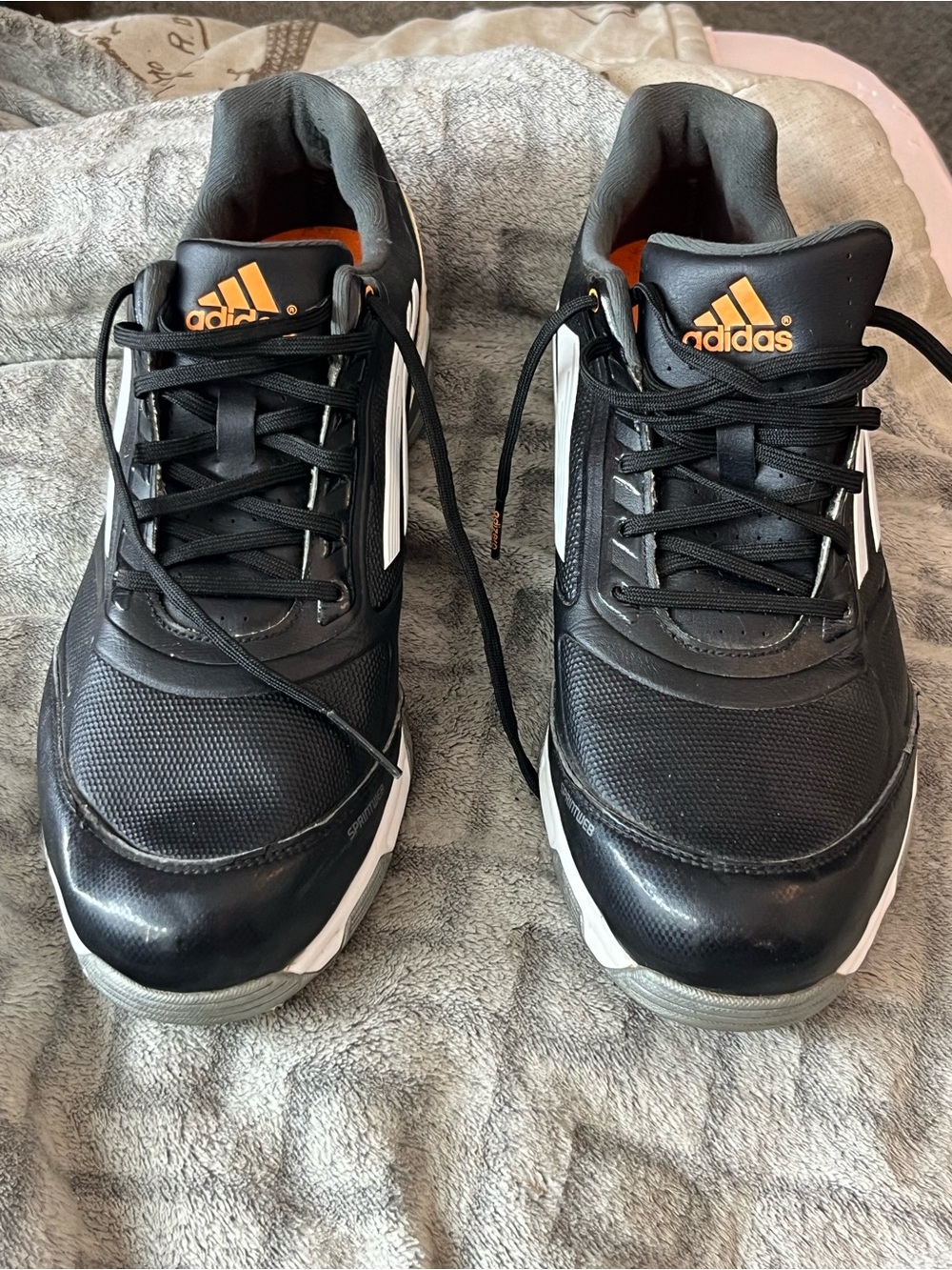 adidas Adizero Men's Golf Shoes Spikes Lace Up Black/White/Orange US 11